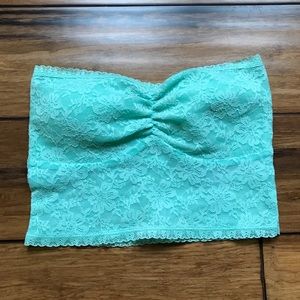 Mint green lace tube top